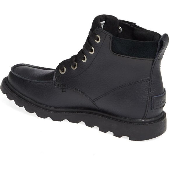 Sorel Madson Black Leather Waterproof Moc Toe Boot Size 5 EUR 37 - Picture 2 of 8